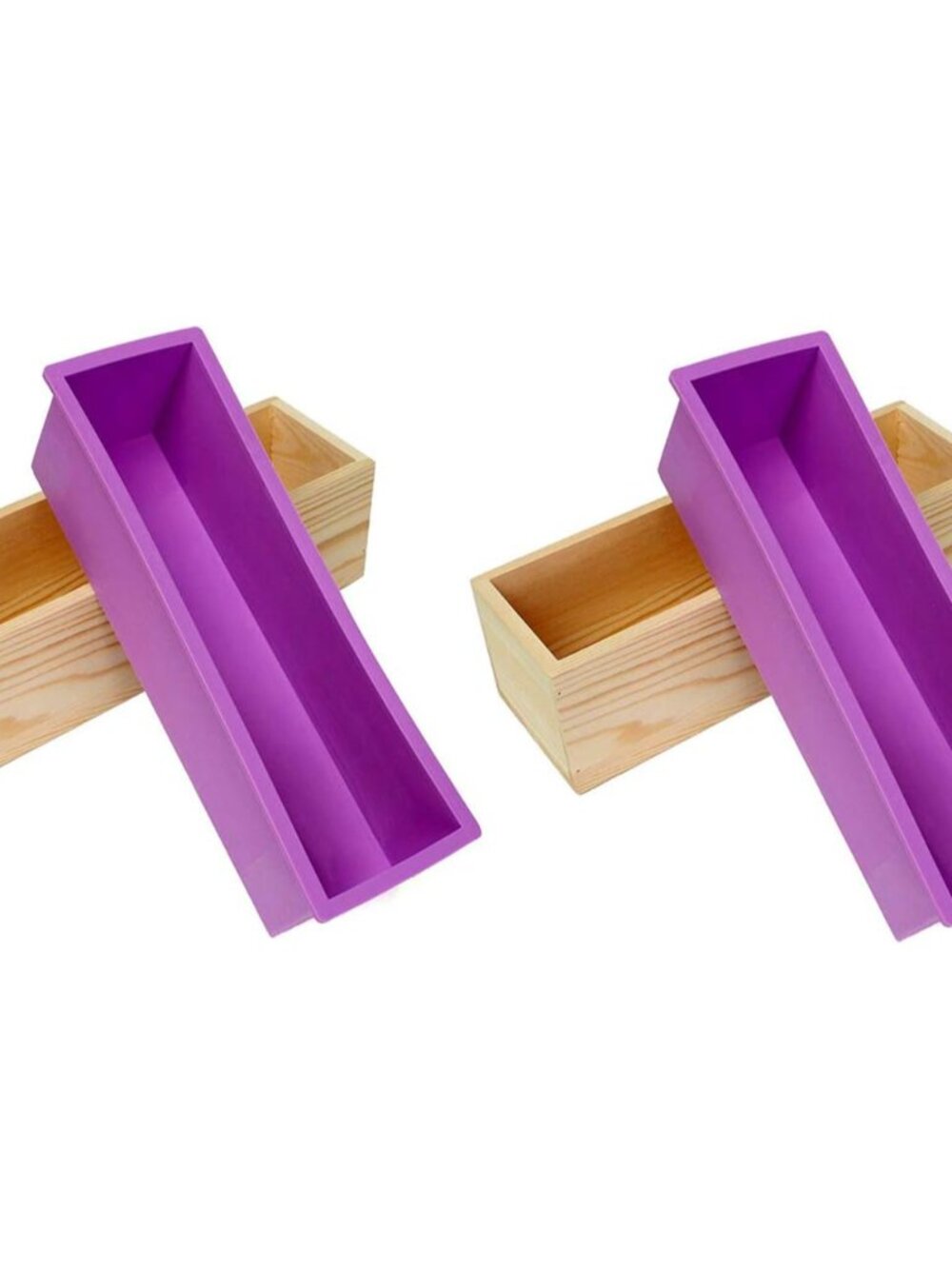 2PCS Soap Mold Flexible Rectangular Soap Silicone Mold with Wood Box